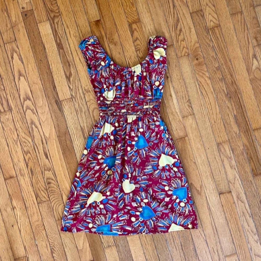 Trashy Diva Sacred Hearts Senorita Dress, XS, 100% silk